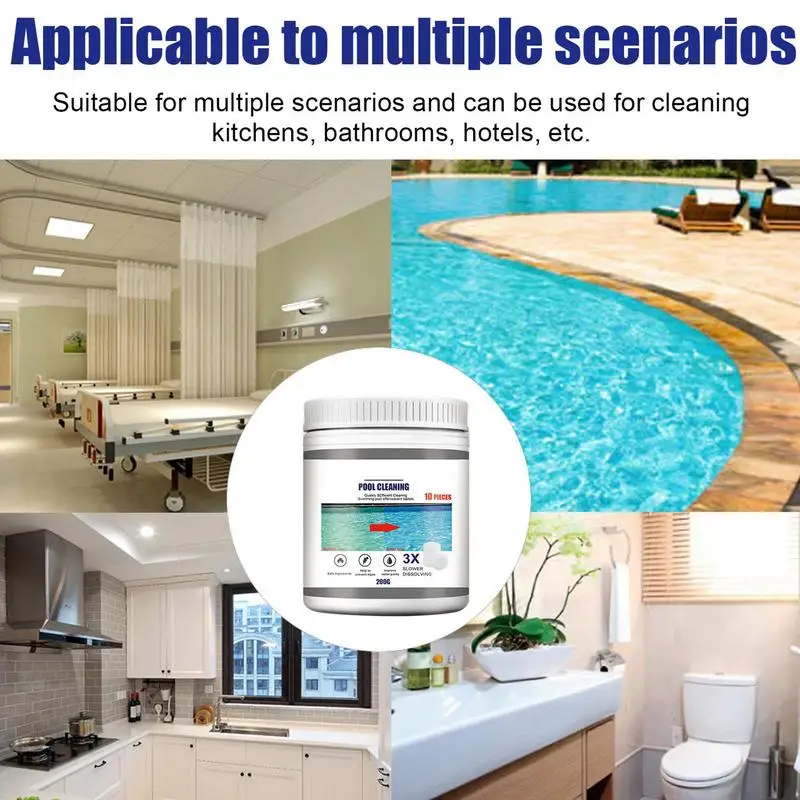 Pool Chlorine Tablets Pool Cleaning Tablets 10PCS Pool Tablets Chlorine Tabs Advanced Swimming Agent Water Cleaning Supplies Fast-Acting solution
