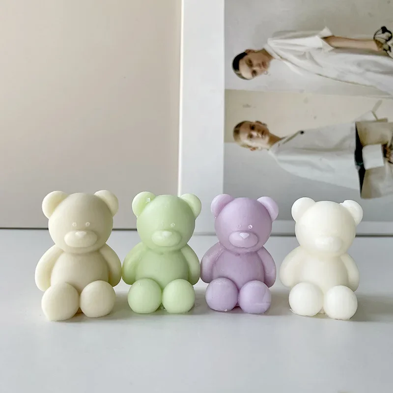 Bear Candle Silicone Mould Sitting Bear Baking Plaster Mold DIY Aromatherapy Gypsum Ornaments By Hand Mold Baking Plaster aromatherapy candle mold silicone mold silicone candle molds silicone candle mold candle mold