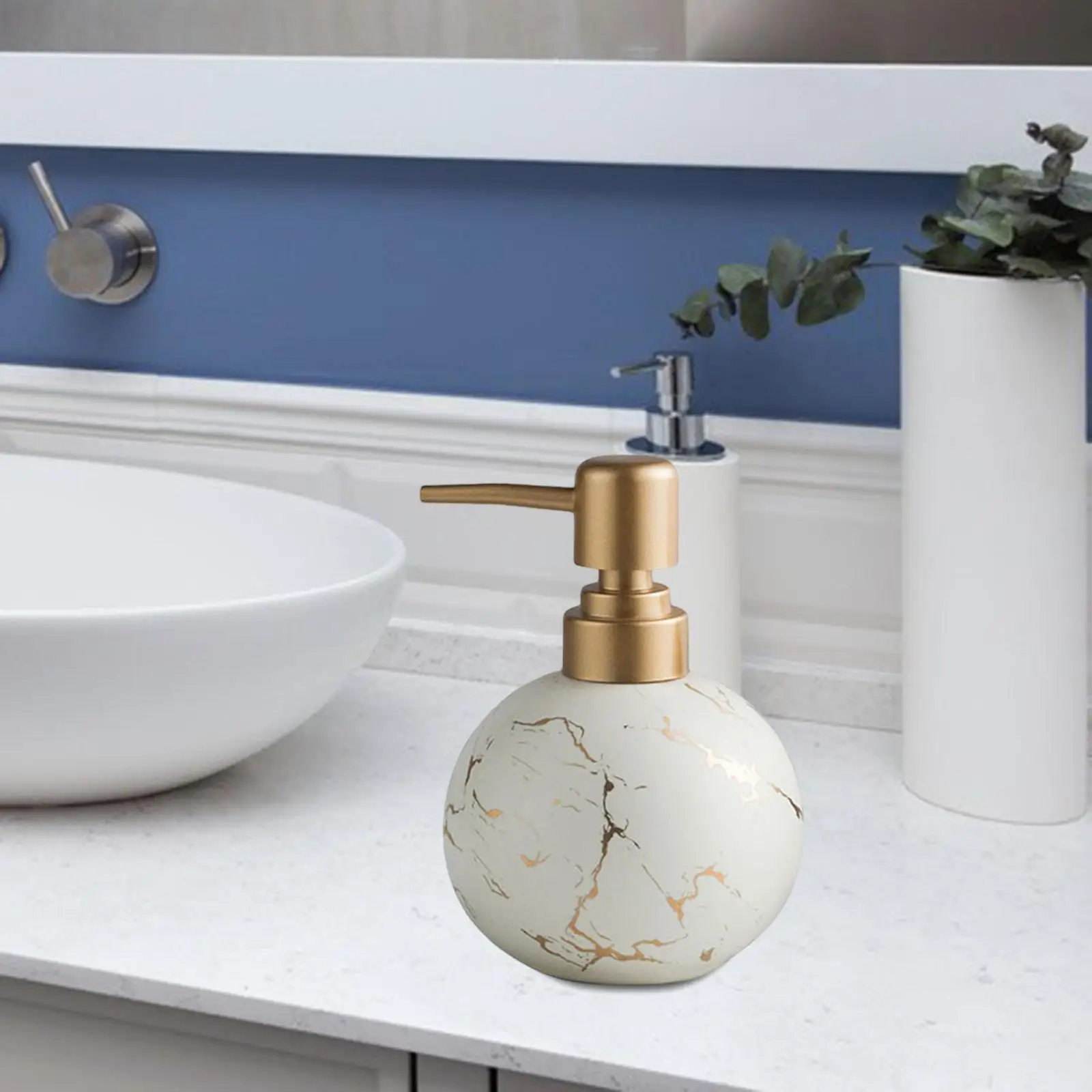 Ceramic Soap Dispenser Holds 300ml Shower Shampoo Refillable Lotion Dispenser