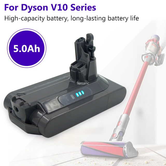 Replacement Battery for Dyson V10, 25.2V 5000mAh Li-ion Battery Perfectly  Compatible with Dyson Cyclone V10 Animal V10 Absolute V10 Fluffy V10