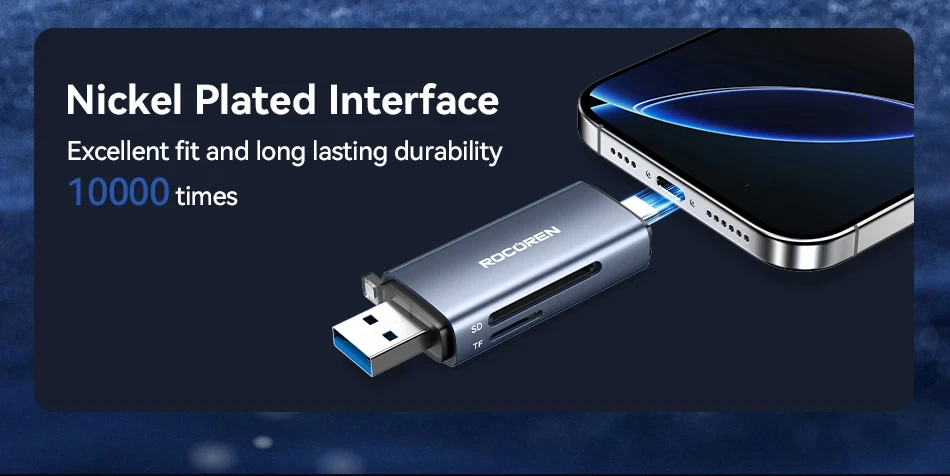 S0df0e5ab8cbf434fb094d2519a3802f3Q Rocoren Lecteur Carte 2-en-1 – USB + Type-C Haute Vitesse