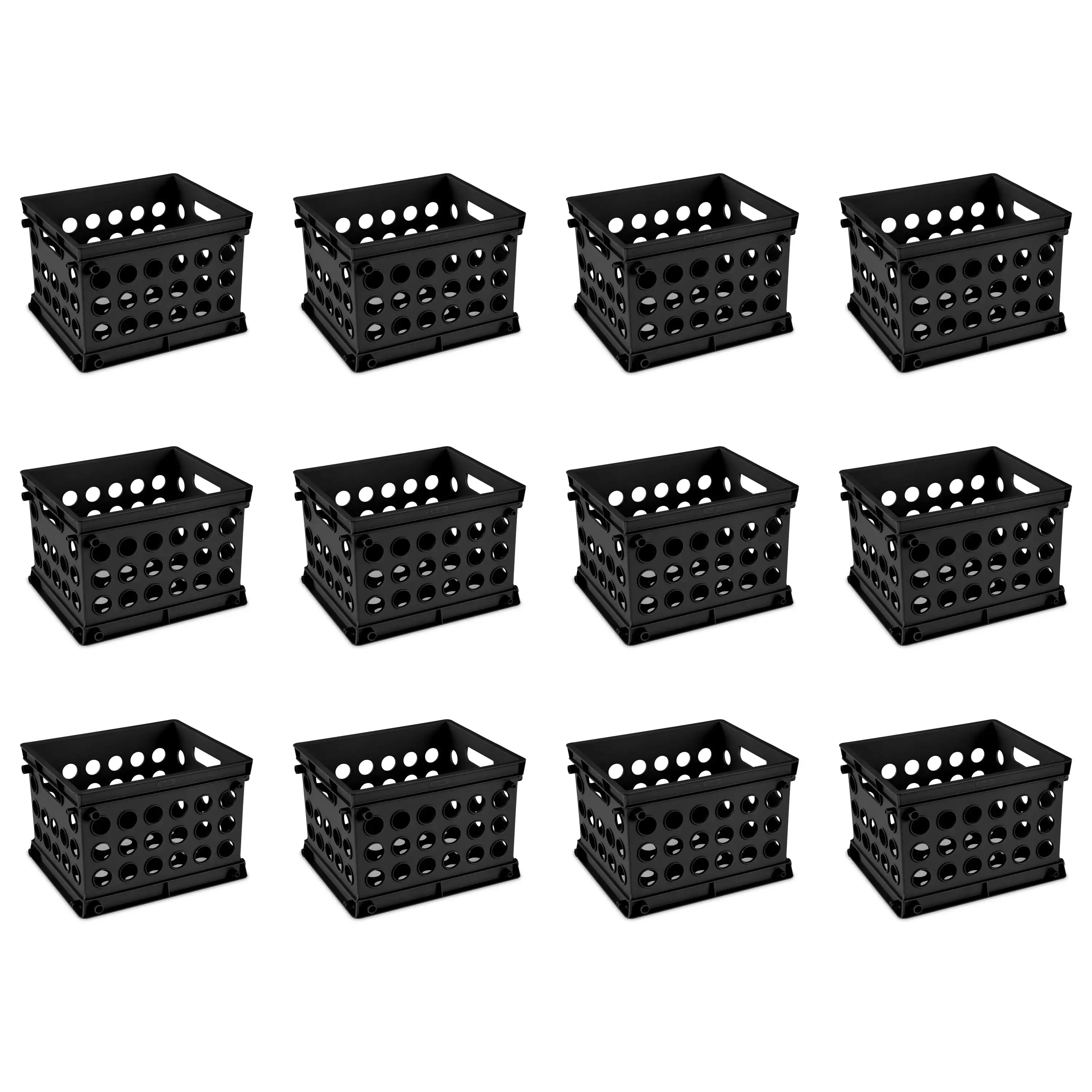 

Sterilite Mini Crate Plastic, Black, Set of 12