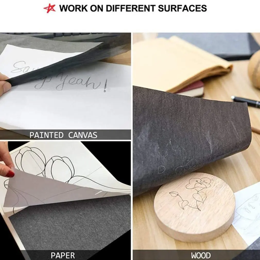 50pcs A4 Carbon Paper Black Legible Graphite Transfer Tracing Painting Reusable Art Surfaces Copy Paper