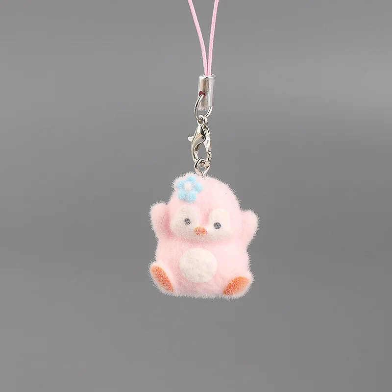 Cute Penguin Keychains Flocking Resin Penguin Pendant Keyring for Bag Pendant Mobile Phone Lanyard Accessories Daily Key 장식