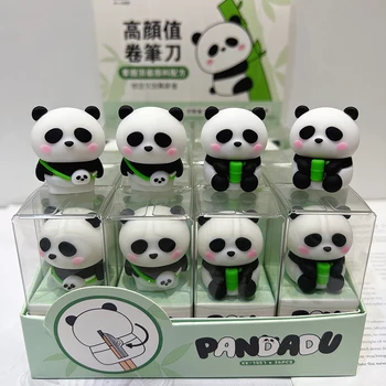 Temperino per matite a forma di panda, in silicone, a foro singolo, manuale, per studenti, regalo per bambini, forniture per scuola e ufficio