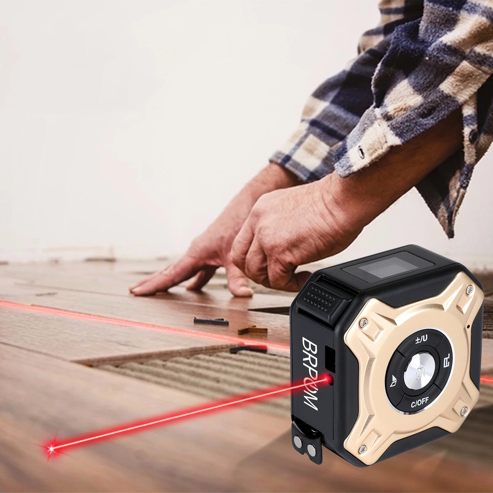 40M Laser Tape Measure Distance Meter Stainless Digital 5m 2 In 1 Laser Measuring Tool Retractable Roll Cord Rangefinder