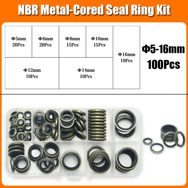 High-Pressure Hydraulic Pipe Seal Washer with Rubber Metal Shim and NBR Gasket O-ring