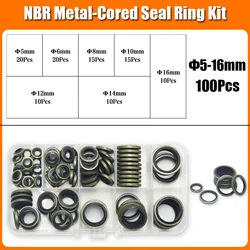 High - Pressure Hydraulic Pipe Seal Washer with Rubber Metal Shim and NBR Gasket O - ring (Washer 100PCS)