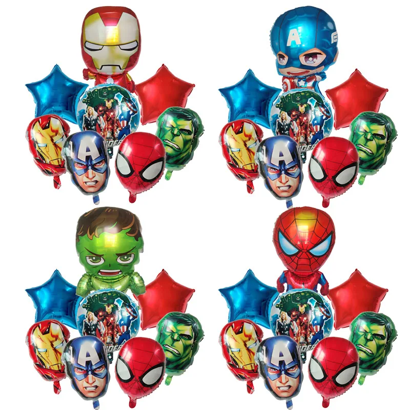 

8pcs Cartoons Spiderman Iron Man Superhero Balloon Boy The Avengers Children's Birthday Party Decoration Balloons Kids Toys