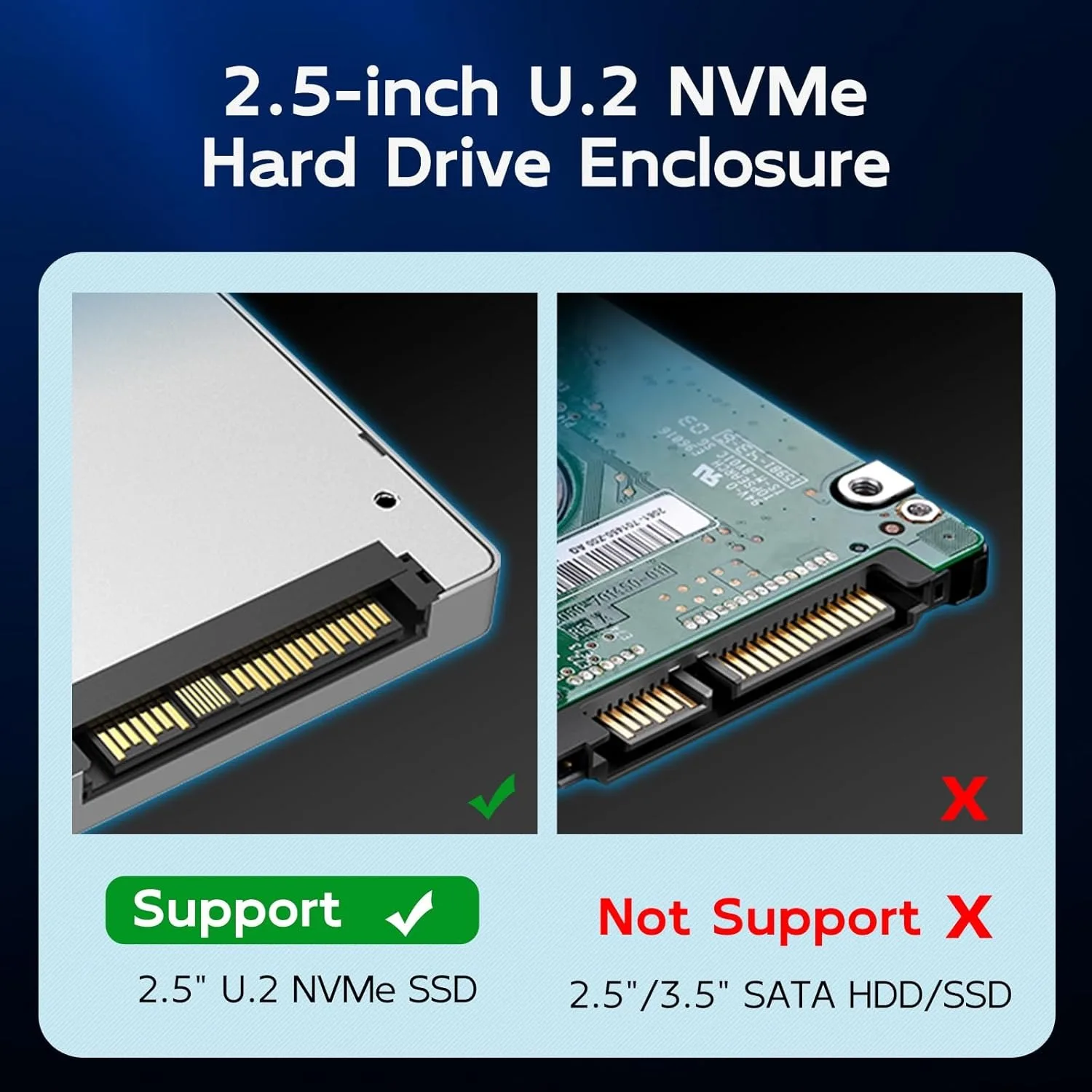 MAIWO 2.5'' U.2 NVMe SSD 인클로저 USB-C to U.2 어댑터 10Gbps USB3.2 Gen2 외장 U.2 SSD 케이스 툴리스 설치 방식 표시등 포함