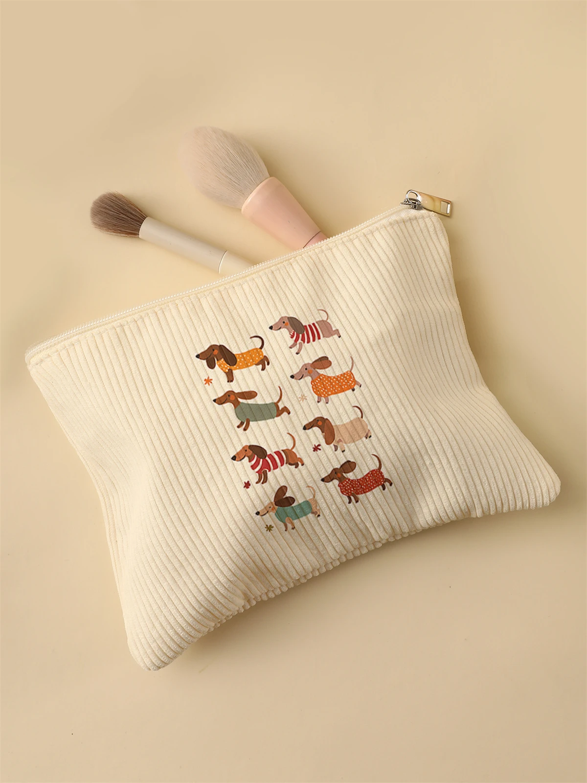 Corduroy Travel Cosmetic Bag Portable Makeup Storage Bag Purses Women Large Capacity Zipper Make Up Organizer Storage Clutch