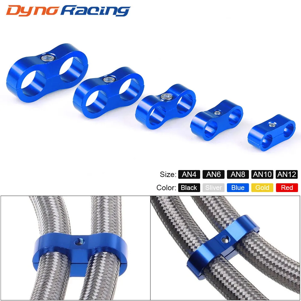 Hose Clamps AN4 AN6 AN8 AN10 AN12 Braided Rubber Hose Line Clamp Aluminum Anodized Line Separator Separator Divider Clamp Kit Black Blue