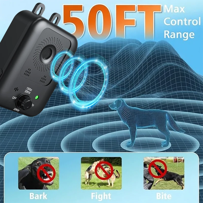 Dog Repeller Portable Ultrasonic 25kHz Frequency 1500mAh Rechargeable Battery