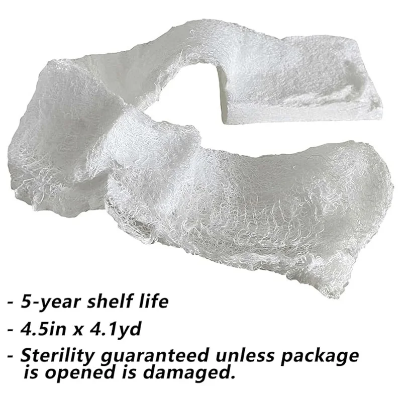 Rhino Z-Folded Compressed Sterile Gauze 4.5" x 4.1 Yards White Cotton Essential First Aid And Stop The Bleed Kit wound bandage medical wound dressing first aid kit