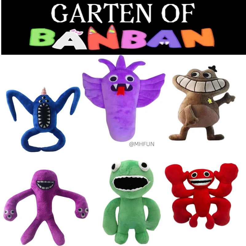 Garten de brinquedo de pelúcia Banban, 10 polegadas Jardim de Ban ban Jumbo  Josh brinquedo de pelúcia, boneca acolchoada macia para presentes de fãs  (Estilo plano (9 peças/conjunto))