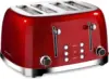 4 Slice Toaster Retro Stainless Steel Toasters with Bagel Defrost Cancel Function 6 Browning Settings Extre Wide Slot Red 1