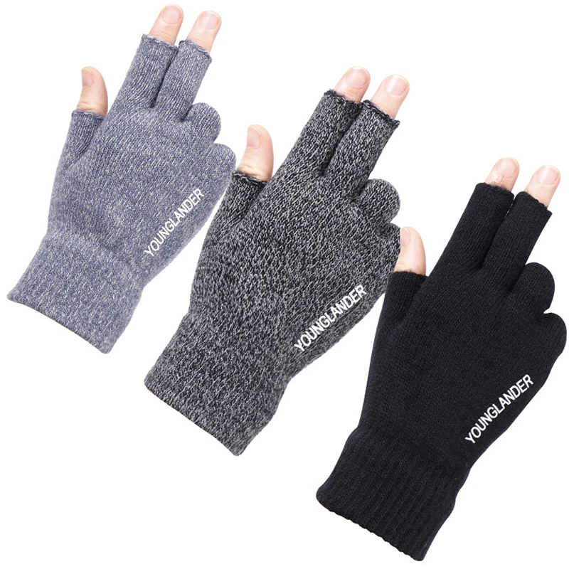 

Three fingered non slip warm gloves exposed in winter men and women plush students writing riding driving fishing in winter1pair
