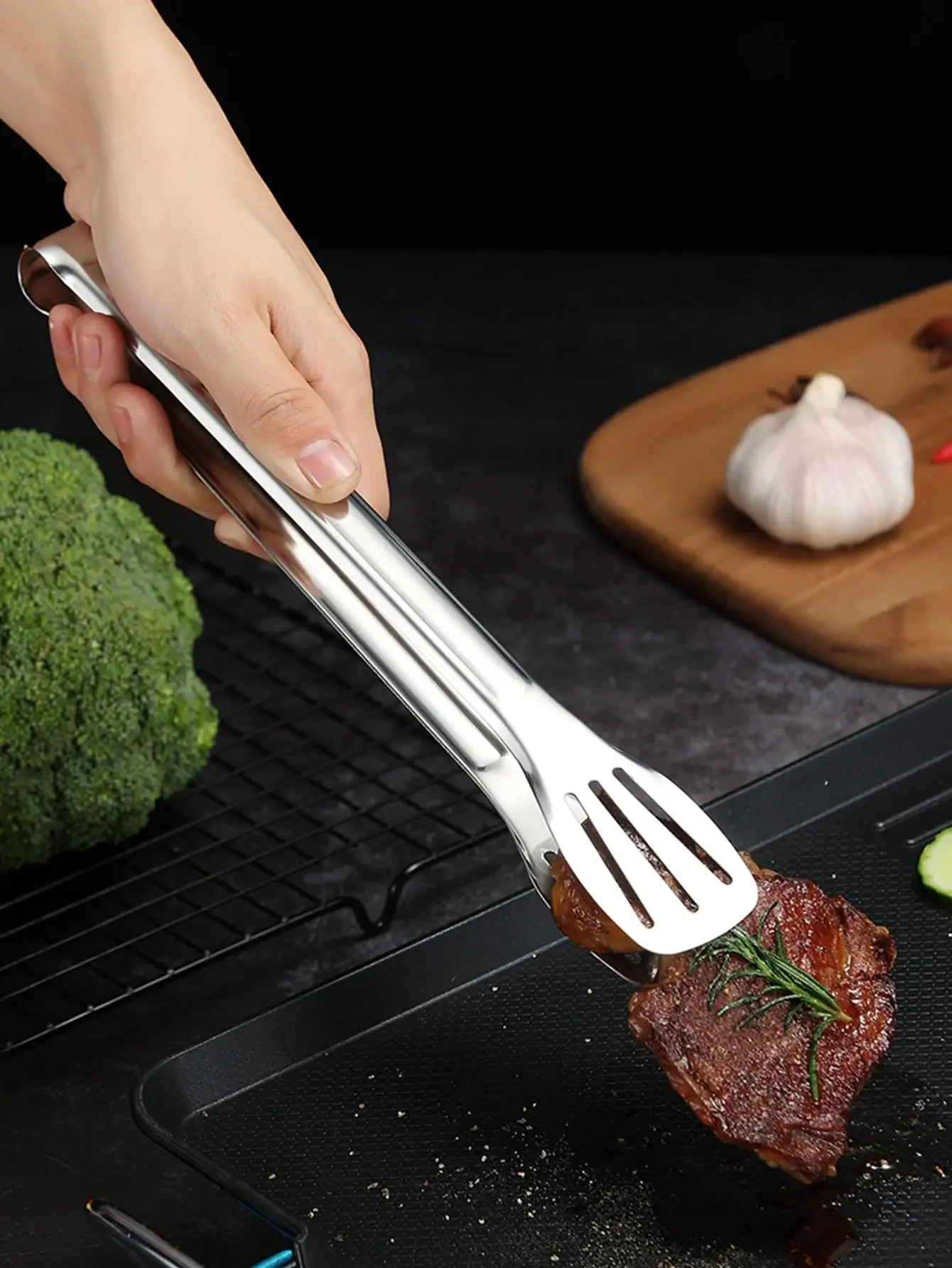 304 Stainless Steel Food Pliers, Anti Slip Barbecue Steak Clip, Fried Fish Barbecue Bread Clip, Kitchen Tool Cooking Pliers