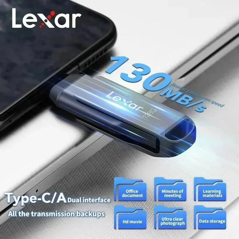 렉사 듀얼 드라이브 D400 USB 3.2 타입-C 타입-A 플래시 드라이브 (PC용, 메탈 하우징, 저장 용량 확장, 점프 드라이브, 렉사)
