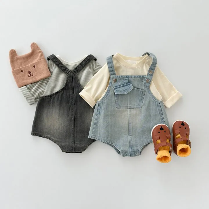 

Ins Korean Spring Autumn Baby Boys Overalls Denim Strappy Pocket Stretch Infant Boys Suspender Pants Toddler Boys Pants