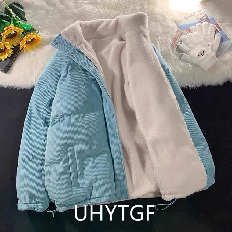 Winter Lamb Wool Coat Women Parkas Double Sided Corduroy Coat Plush Thick Warm Cotton Jacket Female Outerwear Short Jackets 2755