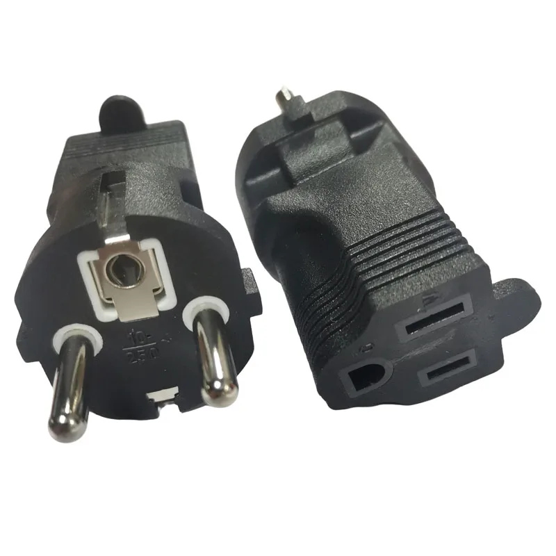 Black Universal EU to US Travel Power Adapter Plug