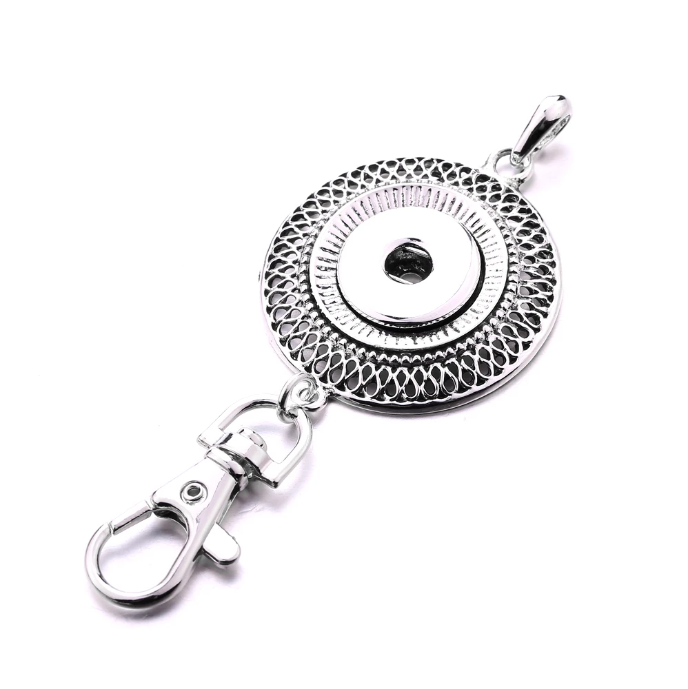 10pcs Vintage Metal Love Heart Flower 18mm Snap Button Keychain Jewelry for Men Women Charms Key Chain