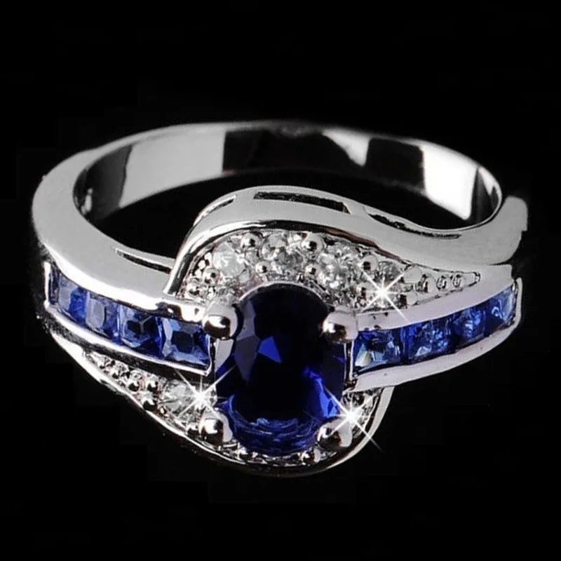 

Blue crystal zircon set diamond ring