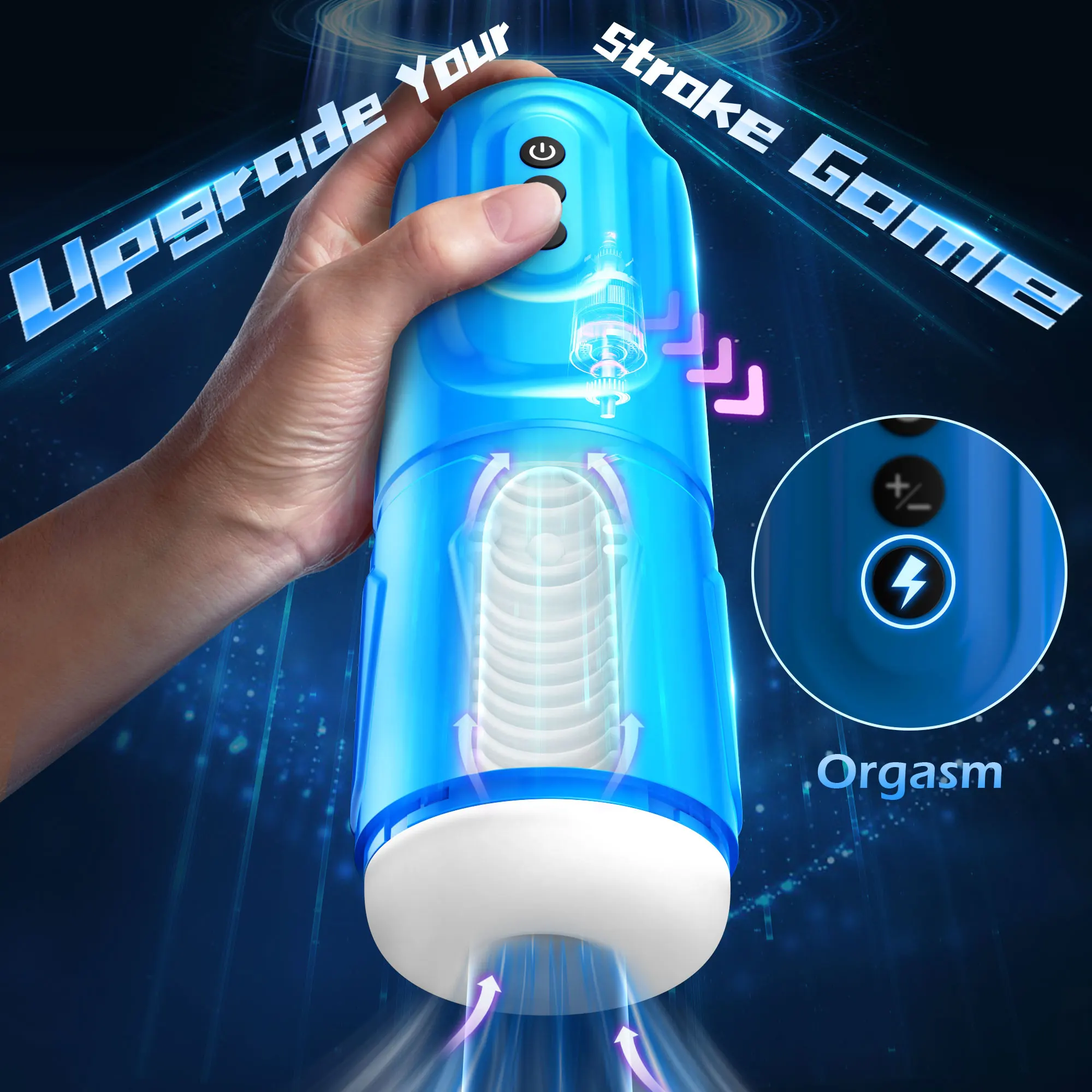 Kushor Automatic Male Masturbator Cup Telescopic Real Vagina Blowjob Oral Masturbation Sex Toys for Men Goods for Adults