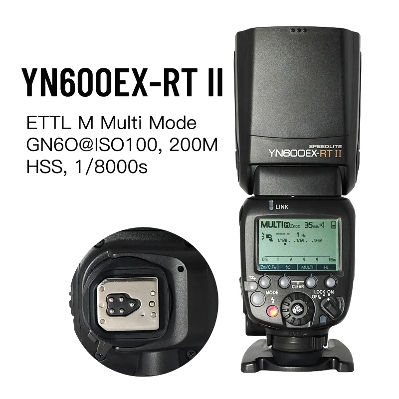 YONGNUO YN600EX-RT II YN600EX RT II 2.4G Wireless HSS 1/8000s Master TTL Flash Speedlite for Canon 600EX-RT with YN-E3-RT II 4