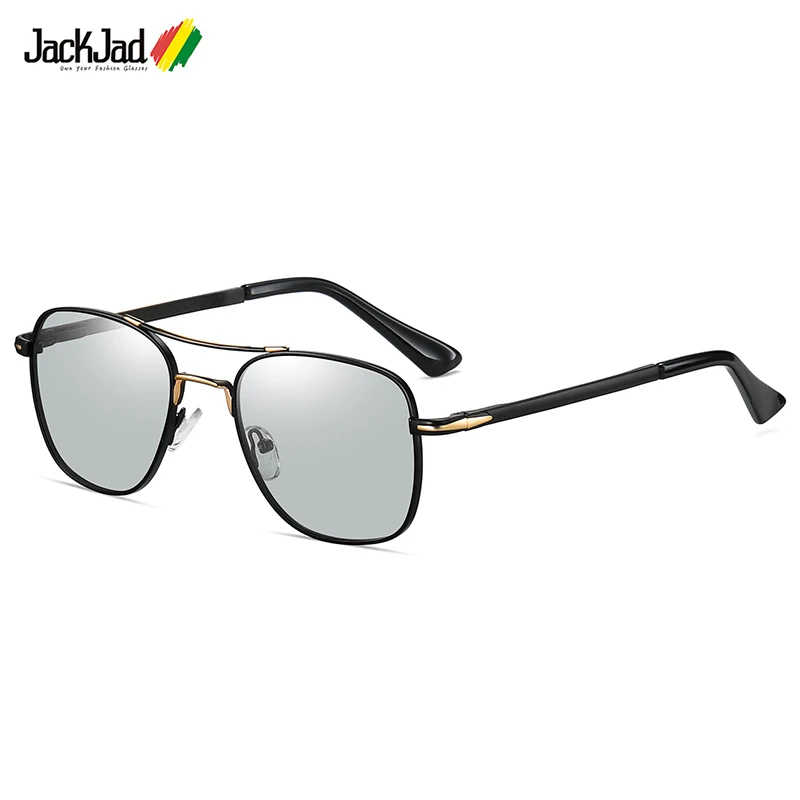 

JackJad Vintage Classic Metal Pilot Style Polarized Discolor Sunglasses For Men Driving Brand Design Sun Glasses Shades A705