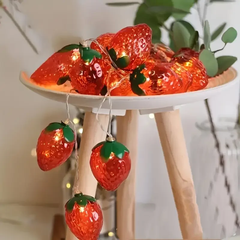 1pc 10/20LED Simulation Strawberry String Lights Battery Powered LED Fairy Light Suitable For Indoor Room Yard Party Decoration