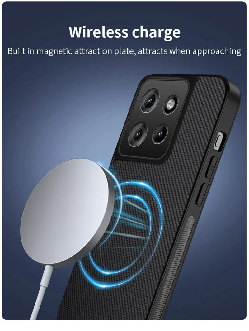 Enhanced Magnetic Carbon Fiber TPU Case with MagSafe Compatibility for Motorola Moto Edge and G Series 2024