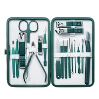 7/18PCS Stainless Steel Nail Clipper Set Grooming Tool Set With Case Manicure Art Beauty Tool Green Nails Cut Portable Household