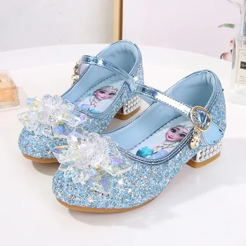 2024 Spring New Children's Shoes Ice And Snow Romance Princess Elsa Shoes Girl's Fashion Sandals Crystal Princess Shoes 1