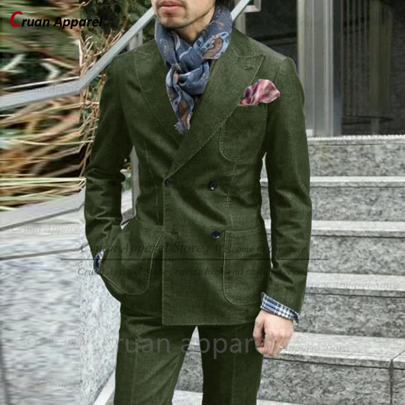 S0df295032f5f4a73a1bbde7ab667b21cC Slim Fit Denim Suit for Men Tailor-Made Business Wedding Tuxedo Set