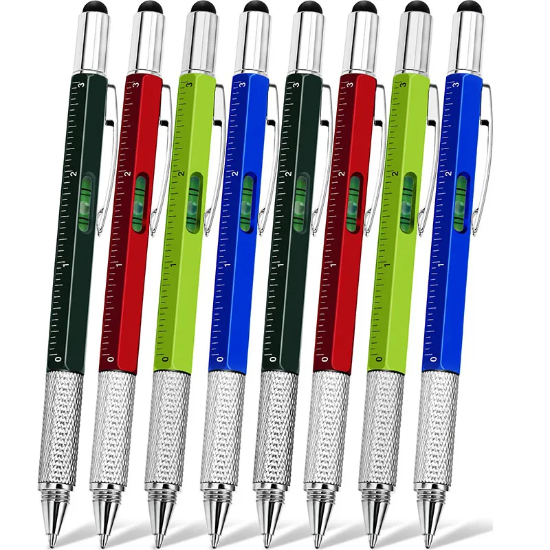 

8Pcs Multifunction Ballpoint Pen With Modern Handheld Tool Measure Technical Ruler Screwdriver Touch Screen Stylus Spirit Level