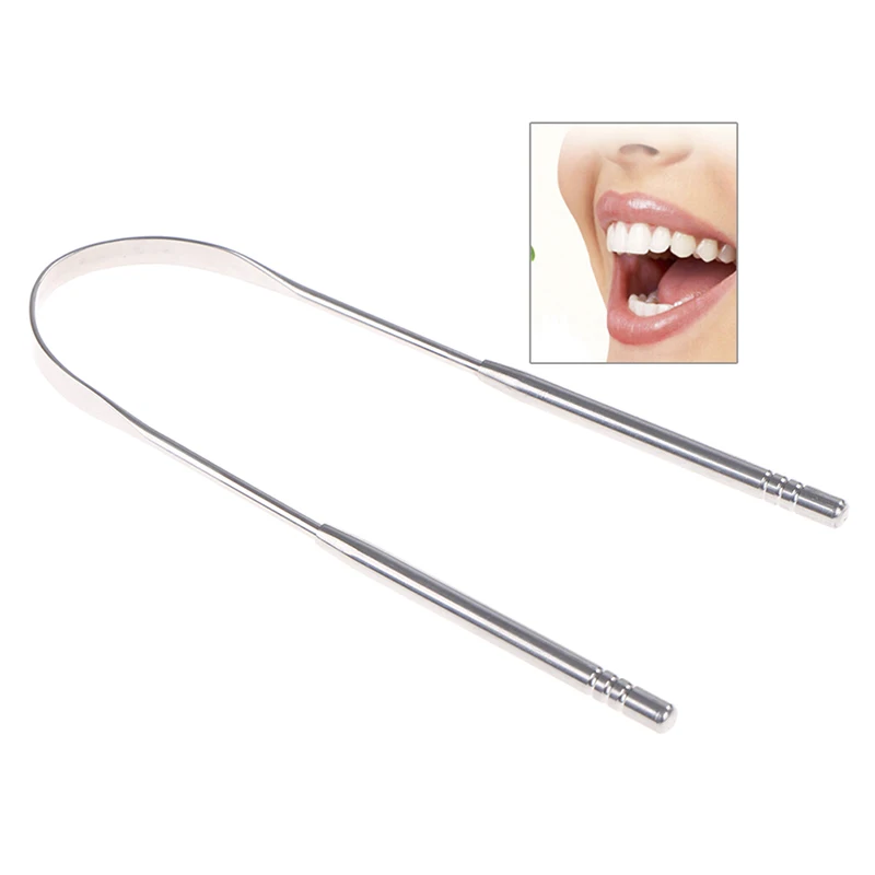 1pc Stainless Steel Tongue Scraper Brush Cleaning Scraper Oral Care