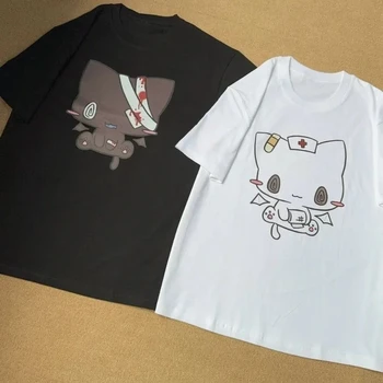 Women T Shirts Cartoon Printed Funny Couple Sweet Short Sleeve O Neck Loose Y2k Harajuku Tops Female Casual Tshirt Streetwear 1
