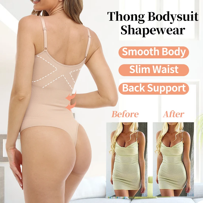 Seamless Thongs Bodysuit Women Shapewear Tummy Control Butt Lifter Body Shaper Smooth Invisible Under Dress Slimming Underwear