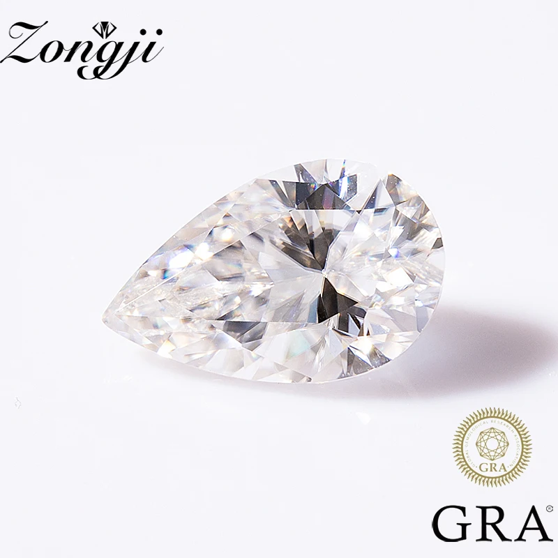 

ZONGJI Lemon Yellow Pear Cut 100% Moissanite Loose Gemstone Stones 0.5 To 6.0ct D Color Pass Diamond Tester with GRA Certificate