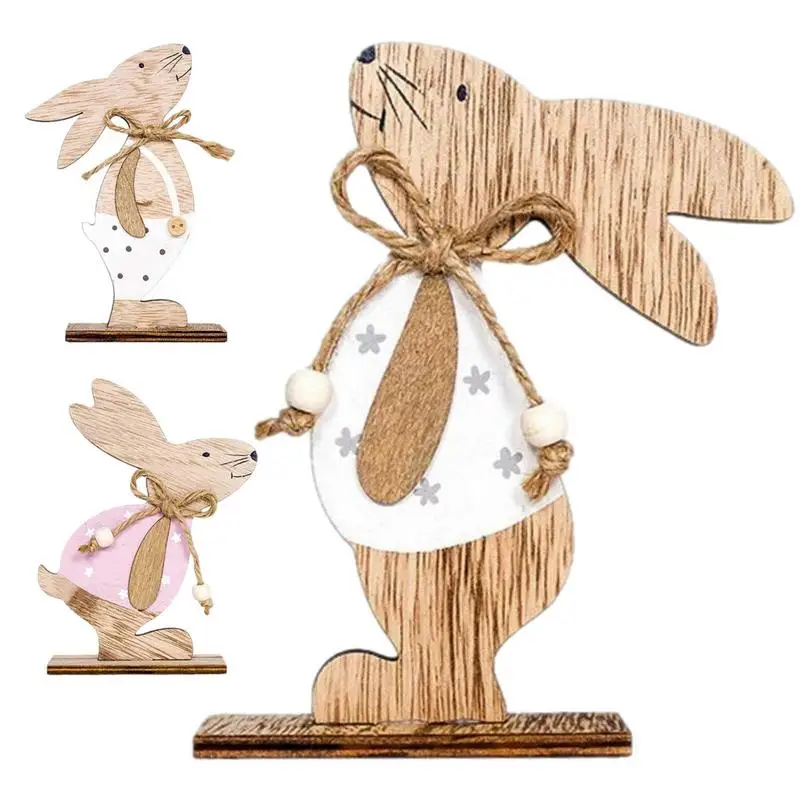 

2023 Happy Easter Decoration Rabbit Wooden Decoration Home Desktop Cake DIY Decoration Home Decoration