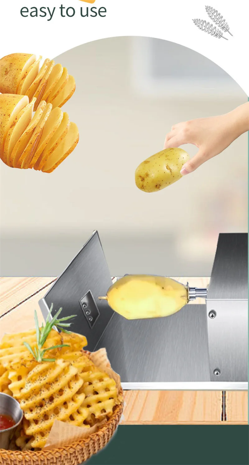110v/220v Electric Potato Tower Machine Fruit Vegetable Cutter Potato Slicer Whirlwind Machine Fry Towers Cutter