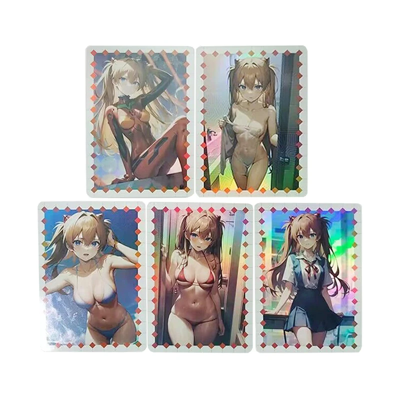 

Самостоятельное изготовление 5 шт./компл. 63*88 мм Asuka Langley Soryu коллекционная карточка цветные флеш Аниме периферийные карточки Подарочные игрушки