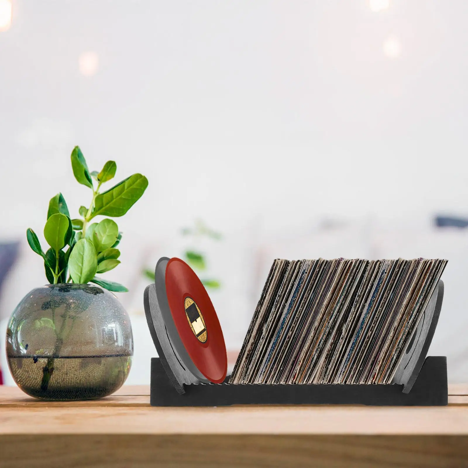 Wooden Stand Storage Units Desktop File Rack Record Holder Voice Recorder Bracket Vinyl Office