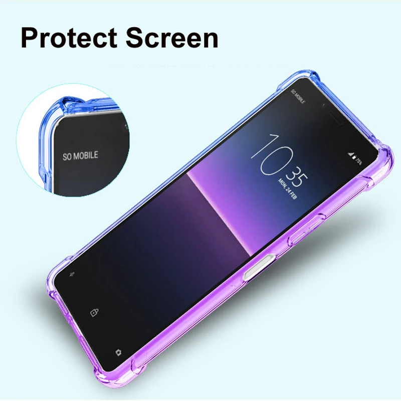 Фото Противоударный чехол-подушка для Sony Xperia 5 V IV 10 1 III II Ace 8, силиконовый чехол из ТПУ с градиентом, противоударный чехол с четырьмя углами №4
