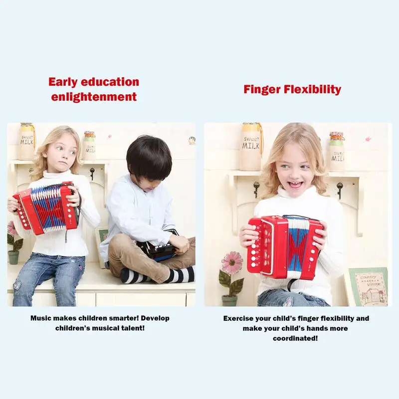 Button Accordion Button Toy Instrument For Kids Portable Accordion Musical Instruments Birthday Gift For Children Boys And Girls