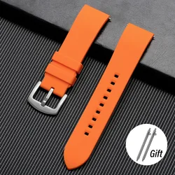 Durable Silicone Waterproof Watch Strap with Quick Release - Versatile Sizes - 24mm (Orange)