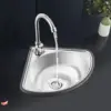Stainless Steel Single Triangle Corner Sink with Faucet, Mini Bar Sink 5