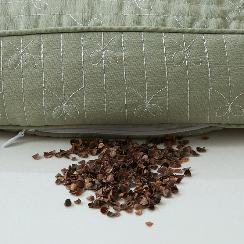 【 Pure Buckwheat Shell Wheat Partition Neck Pillow 】 Natural Herbal Whole Buckwheat Shell Pillow Core Adult Inverted Bow Cervica 4
